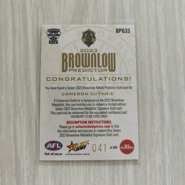 2023 Select Footy Stars Gold Brownlow Predictor Cameron Guthrie Geelong 041/260