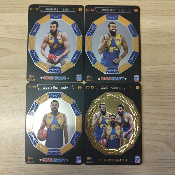 2022 Teamcoach Card Craft Josh Kennedy West Coast Complete Set of 4 Cards + Redeemed 24k Gold Card