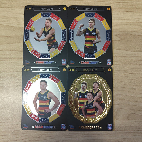 2022 Teamcoach Card Craft Rory Laird Adelaide Complete Set of 4 Cards + Redeemed 24k Gold Card