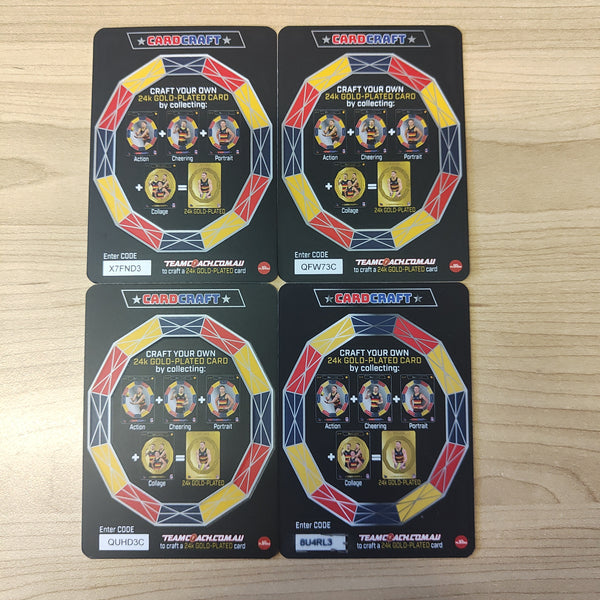 2022 Teamcoach Card Craft Rory Laird Adelaide Complete Set of 4 Cards + Redeemed 24k Gold Card