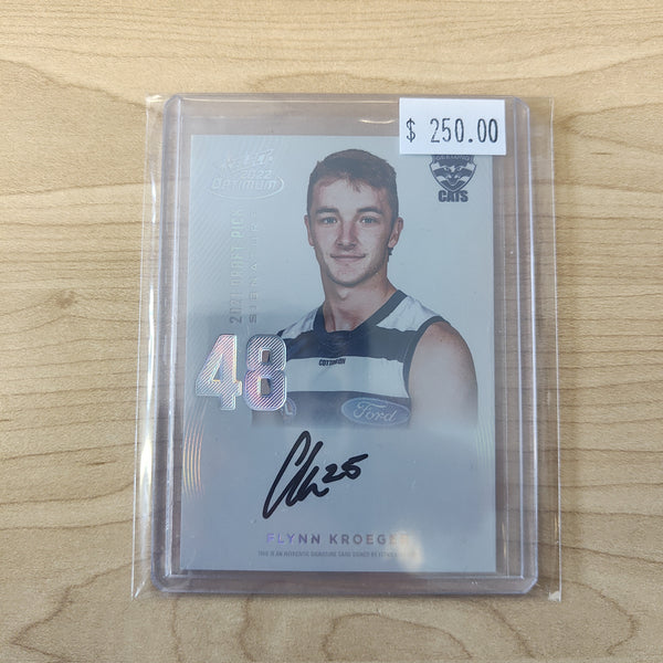 2022 AFL Select Optimum Platinum Draft Pick Signature Flynn Kroeger Geelong LOW NUMBER No.04/40