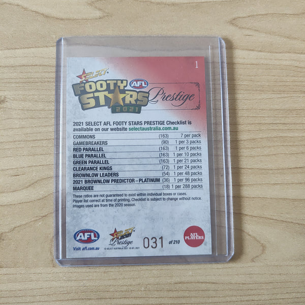 2021 AFL Select Prestige Red Parallel Header Card No.031/210