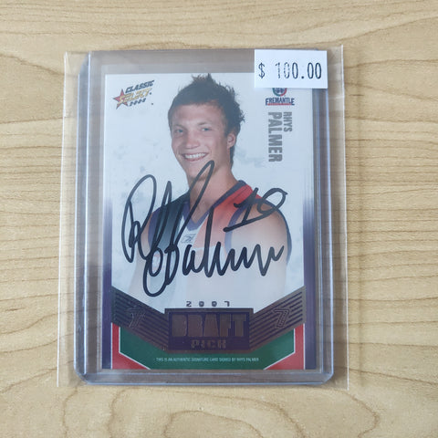 2008 Select Classic Draft Pick Platinum Signature Card Rhys Palmer Fremantle 022/100