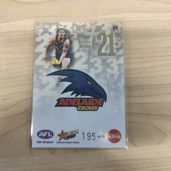 2023 Select Footy Stars Numbers Sam Berry Adelaide 195/255