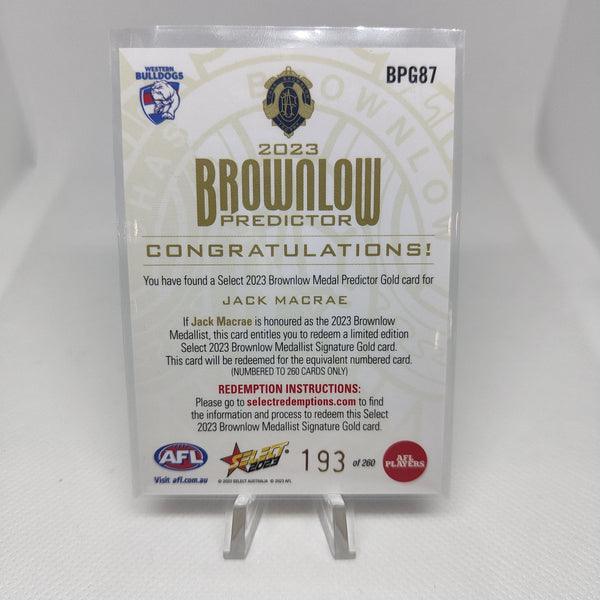 2023 Select Footy Stars Gold Brownlow Predictor Jack Macrae Western Bulldogs 193/260