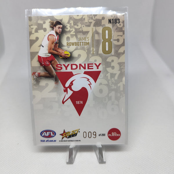 2023 Select Footy Stars Numbers James Rowbottom Sydney LOW NUMBER 009/255