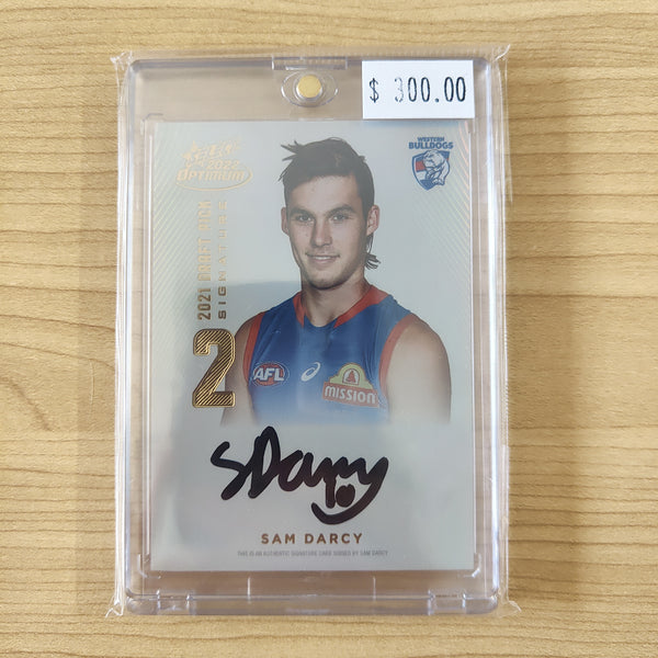 2022 AFL Select Optimum Gold Draft Pick Signature Sam Darcy Western Bulldogs No.18/85