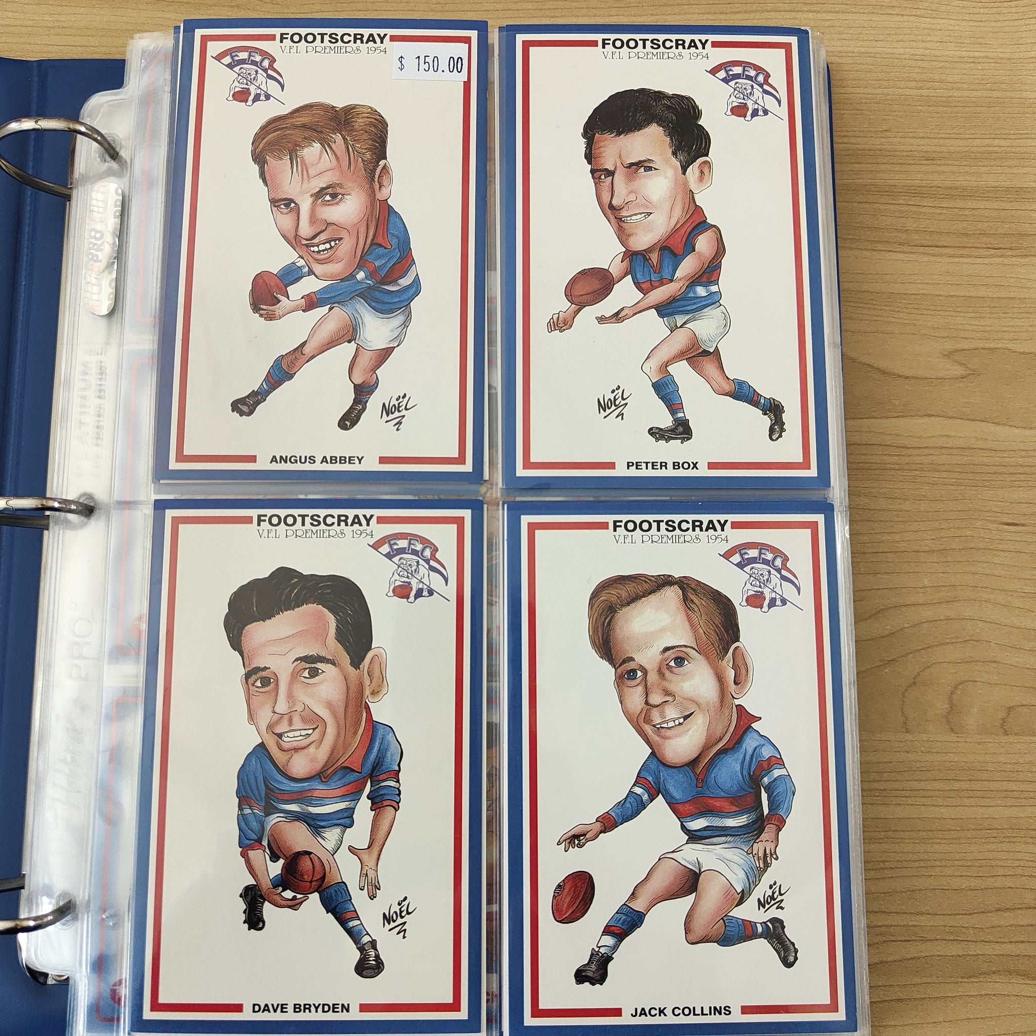 VFL 1954 Footscray Premiers Set of Caricature Cards by Noel