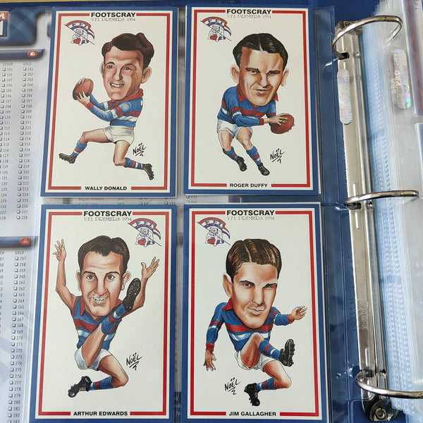 VFL 1954 Footscray Premiers Set of Caricature Cards by Noel