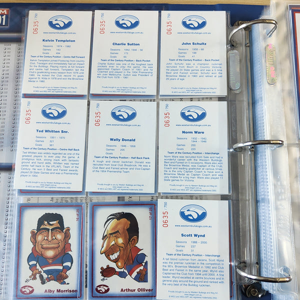 2002 Weg Team of the Century Footscray Western Bulldogs Set of 25 Cards 635/750