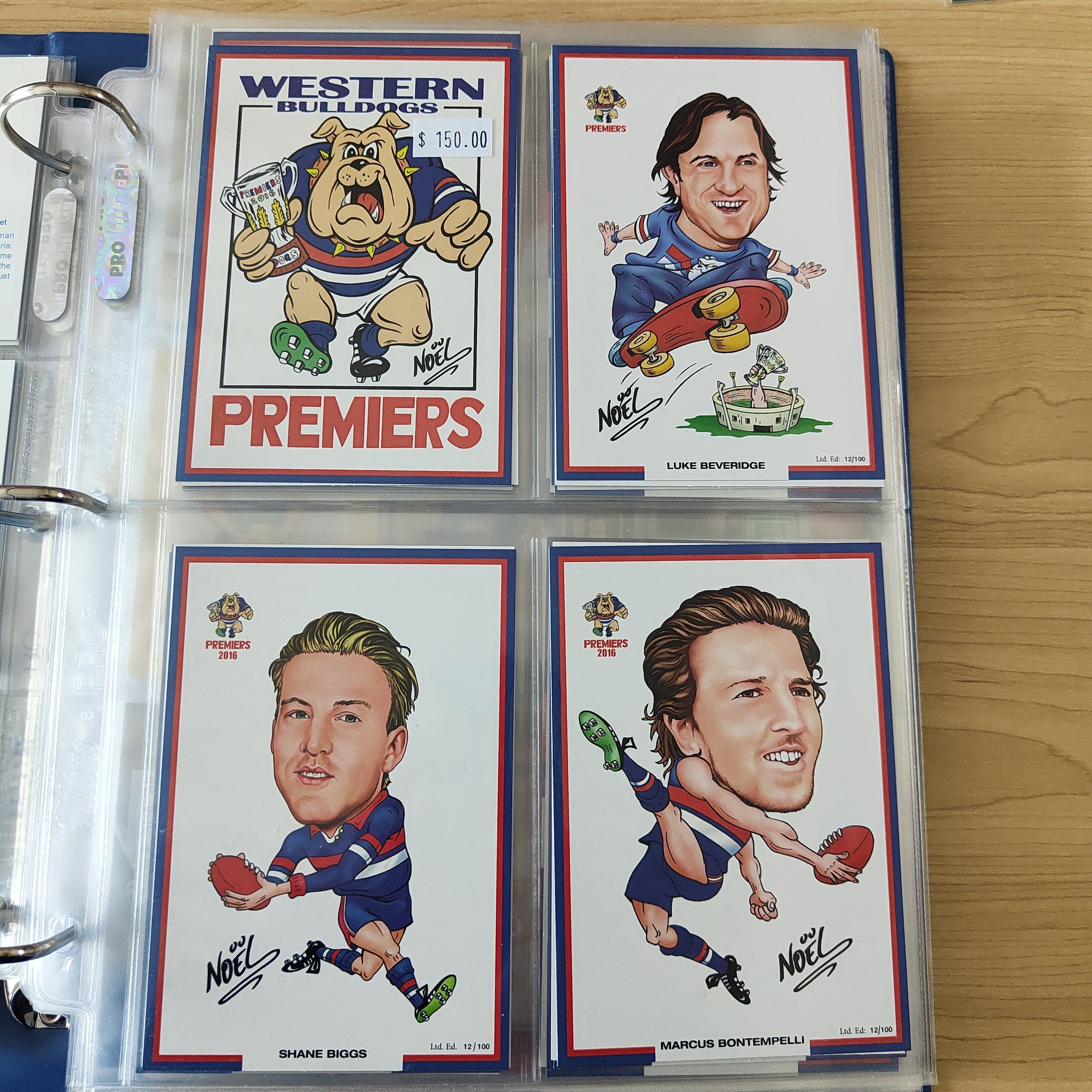 2016 Western Bulldogs AFL Premiers Set of Caricature Cards Noel 12/100