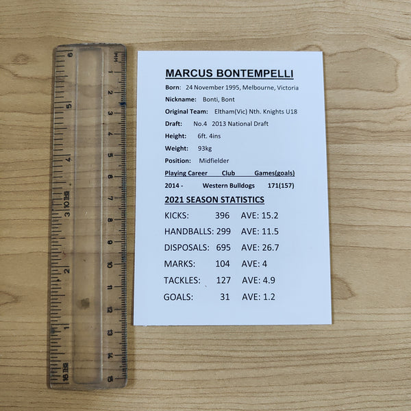 2022 Western Bulldogs Marcus Bontempelli 2021 AFLPA Most Valuable Player Caricature Card 04/75
