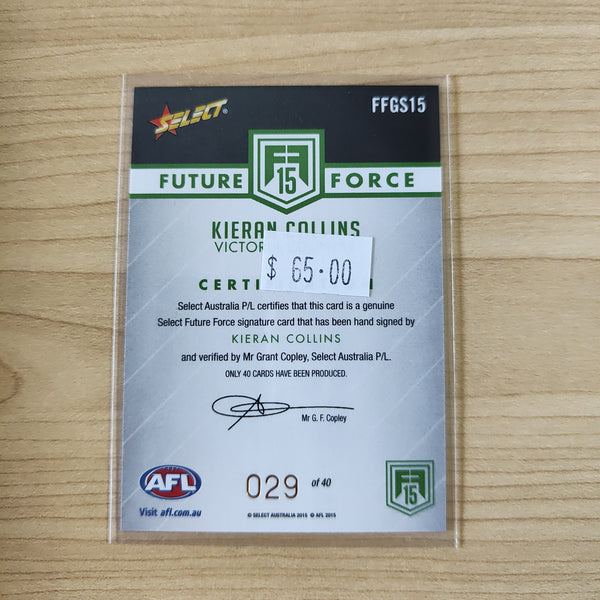 2015 Select Future Force Green Signature Kieran Collins Western Bulldogs No.029/40