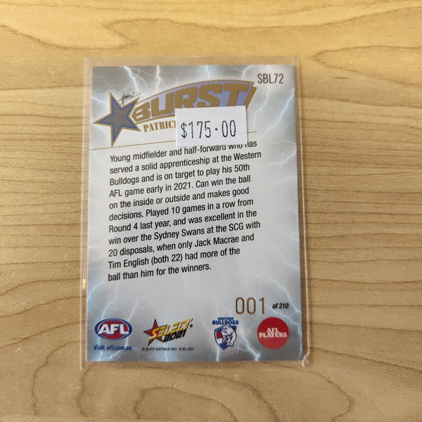 2021 Select Footy Stars Lightning Star Burst Patrick Lipinski Western Bulldogs LOW NUMBER 001/210