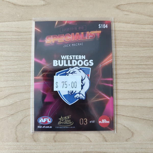 2021 AFL Select Optimum Specialist Jack Macrae Western Bulldogs LOW NUMBER No.03/80