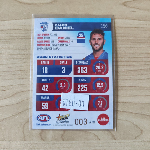 2021 AFL Select Prestige Blue Parallel Caleb Daniel Western Bulldogs LOW NUMBER No.003/125