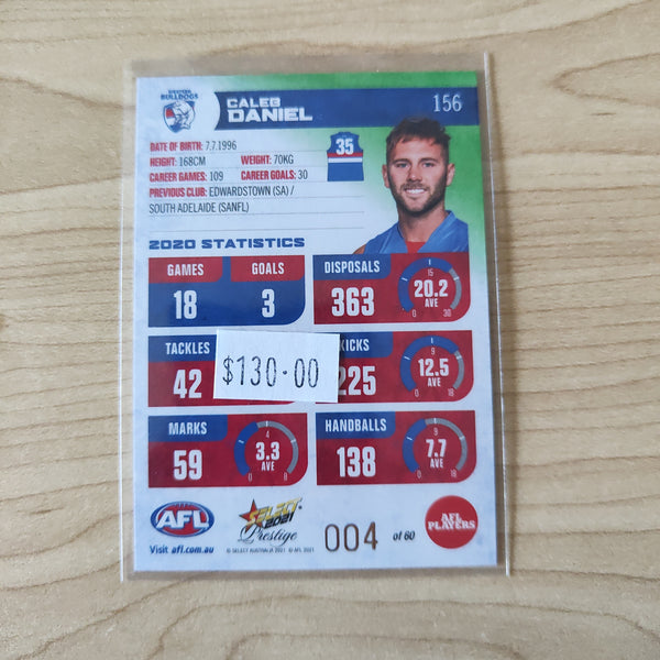 2021 AFL Select Prestige Green Parallel Caleb Daniel Western Bulldogs LOW NUMBER No.004/60