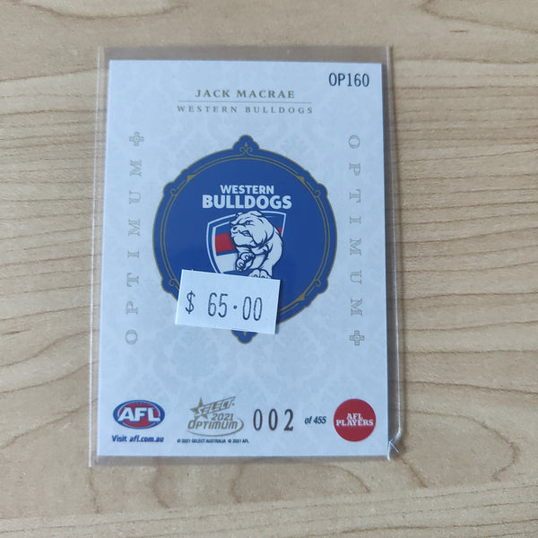 2021 AFL Optimum Plus Jack Macrae Western Bulldogs LOW NUMBER No.002/455