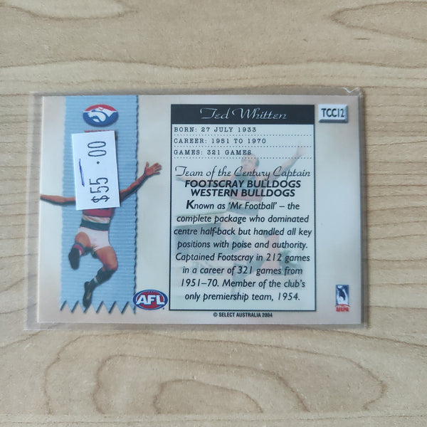 2004 Select AFL Conquest Team of the Century Captain Ted Whitten Footscray Western Bulldogs
