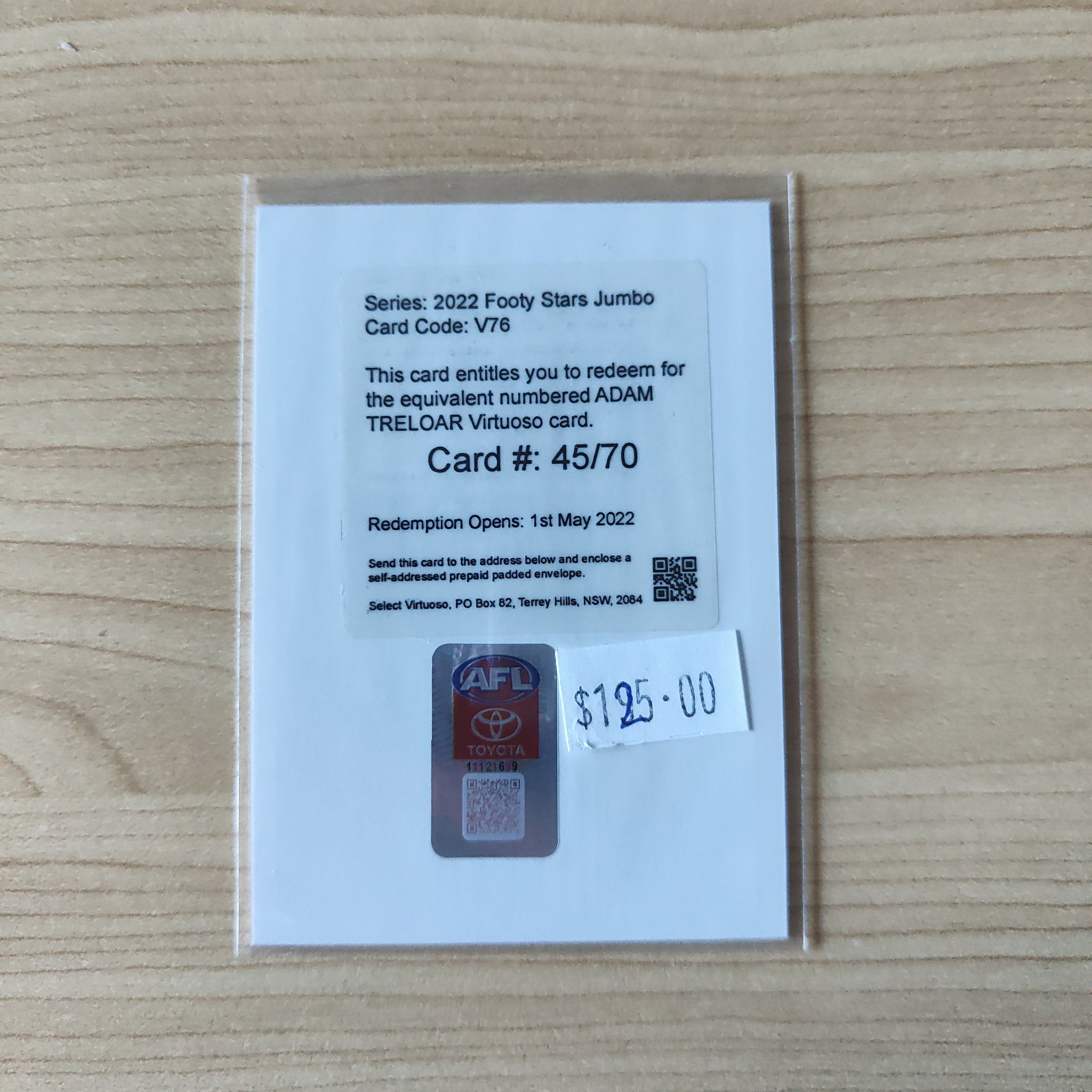 2022 AFL Select Footy Stars Virtuoso Adam Treloar Western Bulldogs 45/70