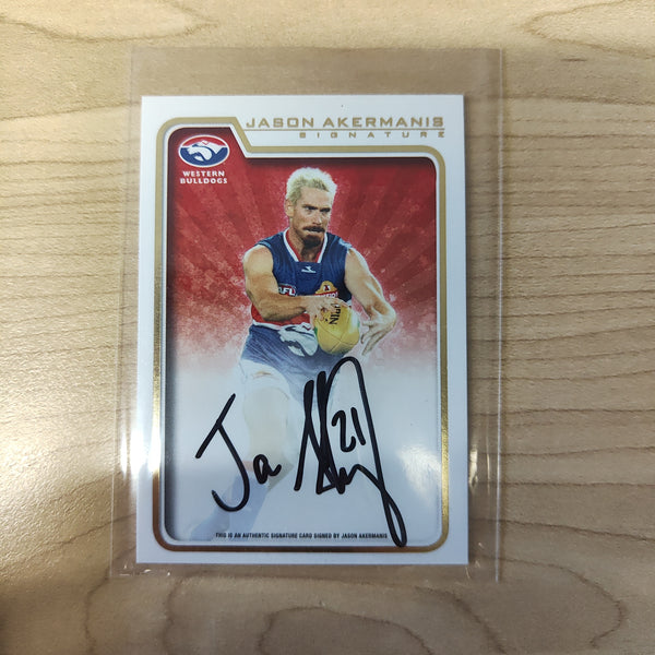 2010 Herald Sun Signature Card Jason Akermanis Western Bulldogs LOW NUMBER 006/800