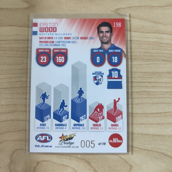 2020 Select Prestige Red Parallel Easton Wood Western Bulldogs LOW NUMBER No.006/170
