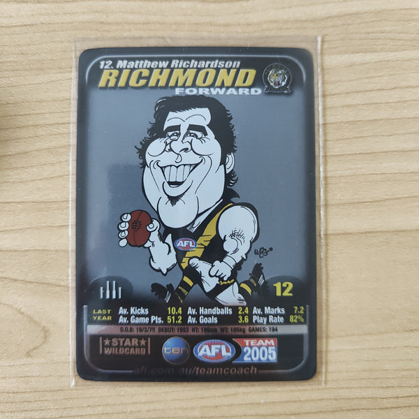 2005 AFL Teamcoach Star Wildcard Matthew Richardson Richmond NO SW