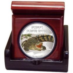 Tuvalu 2009 $1 Deadly and Dangerous Australian Saltwater Crocodile 1oz 999 Silver Proof Coin Box Cert