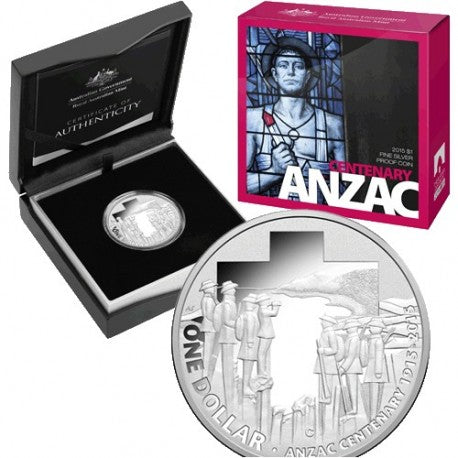 Australia 2015 Royal Australian Mint $1 Centenary ANZAC 'C' Canberra Mintmark Silver Proof Coin