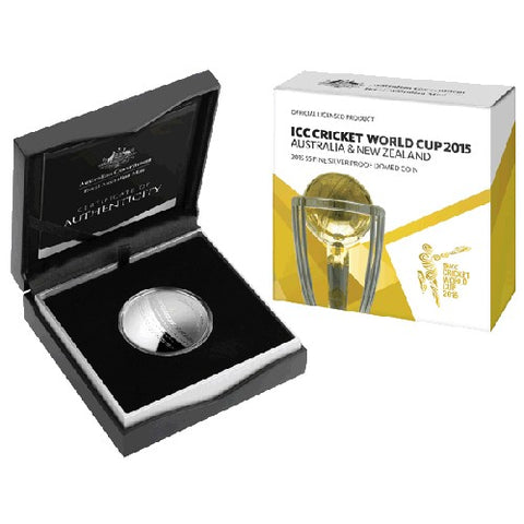 2015 $5 ICC Cricket World Cup Australia & New Zealand Silver Domed Proof Coin