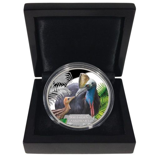Tuvalu 2016 Endangered and Extinct Series Southern Cassowary 1oz 999 Silver Proof Coin Box Cert