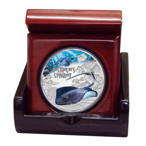2021 $1 Tuvalu Deadly and Dangerous Australian Stingray 1oz 999 Silver Proof Coin Box Cert