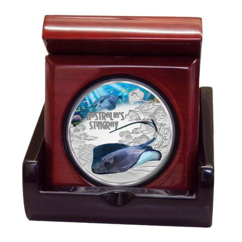 2021 $1 Tuvalu Deadly and Dangerous Australian Stingray 1oz 999 Silver Proof Coin Box Cert