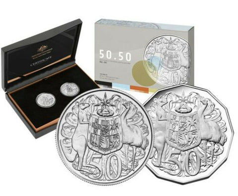 Australia 2015 Royal Australian Mint 50c Two Coin Set - Fifty Years of the Royal Australian Mint