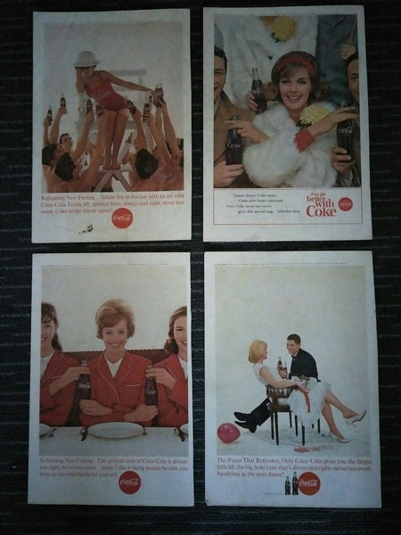 Coca Cola Mixed Vintage 1963 Original Coca-Cola Advertisements x 4