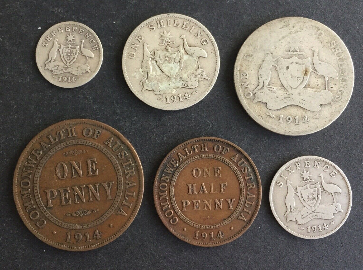AUSTRALIA 1914 Pre Decimal 6 Coin Set  IDEAL BIRTHDAY GIFT