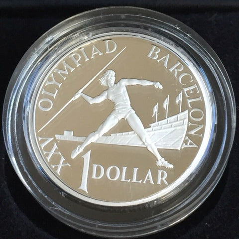 Australia 1992 $1 One Dollar  Barcelona Olympics Silver Proof Coin.