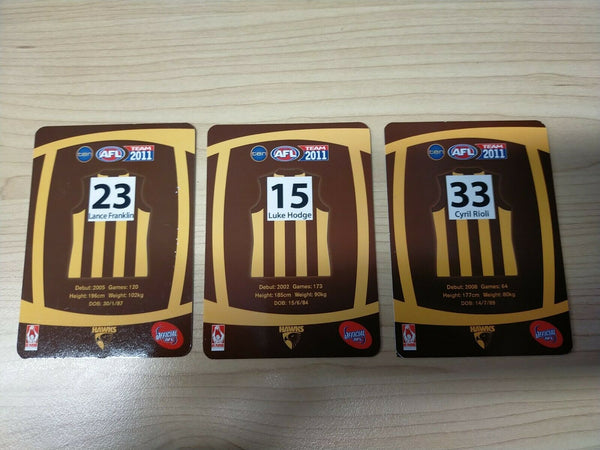 2011 Teamcoach Prize Cards Team Set ERROR CARDS NOT EMBOSSED Hawthorn