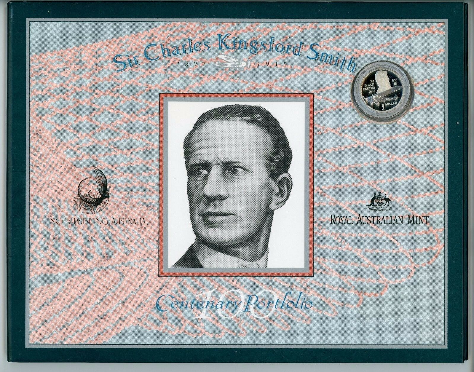 1997 SIR CHARLES KINGSFORD SMITH Silver Coin & Note Centenary Portfolio