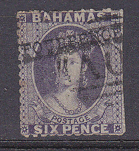 Bahamas West Indies Caribbean SG 45 4d on 6d deep violet Queen Victoria Used Cut