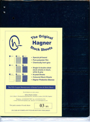 Hagner 3 Pocket Single Sided Stamp Stock Sheets Pack of 10
