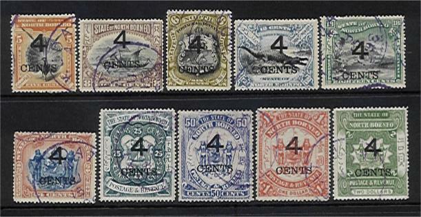 North Borneo SG 112/22 Surcharges short set to $2 Used animals birds reptiles