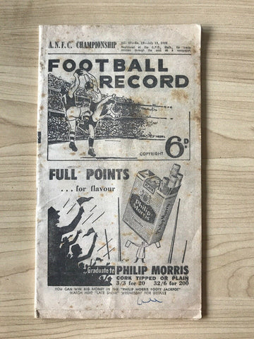 VFL 1958 ANFC Championships Football Record July 12