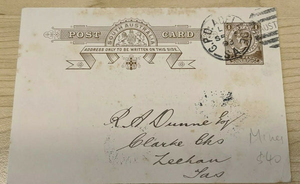 SA South Australia -Tasmania 1d Adelaide Mining Company Postcard lighthouse ship