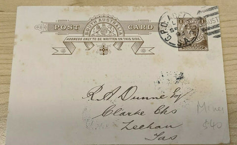 SA South Australia -Tasmania 1d Adelaide Mining Company Postcard lighthouse ship