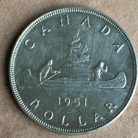 Canada 1951 King George VI Silver Dollar $1 Coin