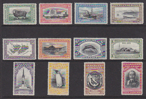 Falkland Islands SG 127-38 Centenary of British Admin KGV whales penguins mlh