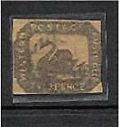 WA Western Australia Australian States SG 15a 2d black/red, error Printed both sides Swan bird Used