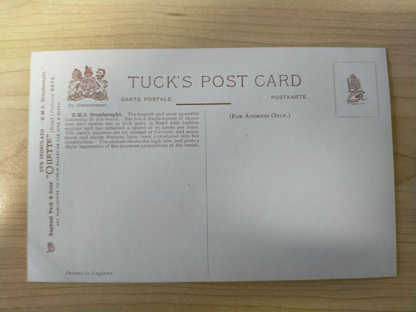 British Tuck's Vintage HMS Dreadnought Anchor Trials 'Our Ironclads' Postcard