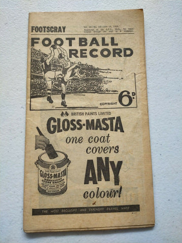 VFL 1960 June 18 Football Record Footscray v Collingwood